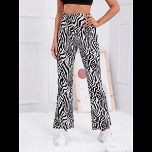 Zebra Print Flared Pants